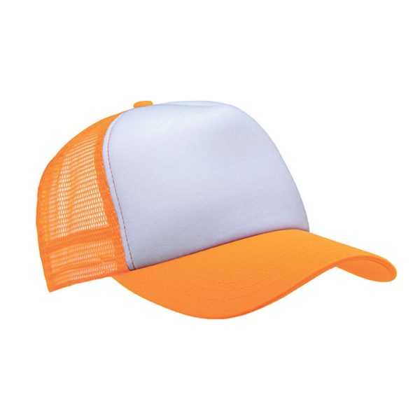 Șapcă de baseball Trucker sublimare - alb / Portocaliu