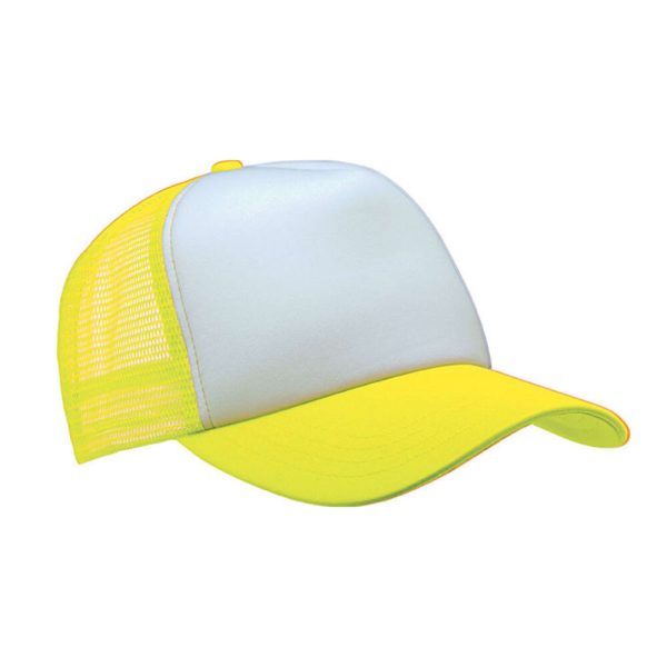 Șapcă de baseball Trucker sublimare - alb / neon galben